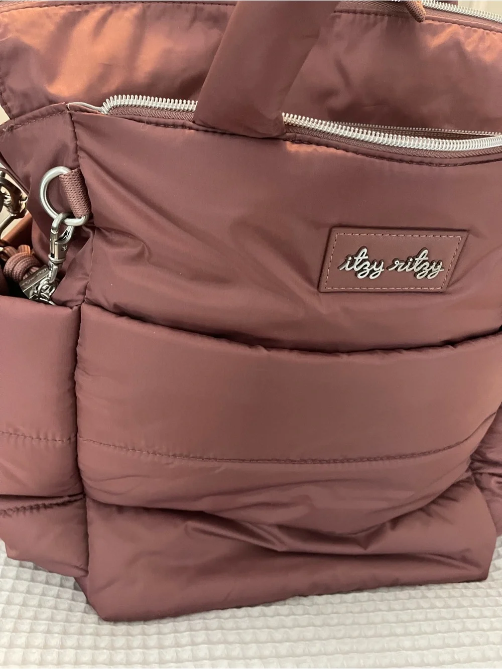 Itzy Ritzy ROSEWOOD MAUVE Quilted Puffer Dream Convertible Diaper Bag